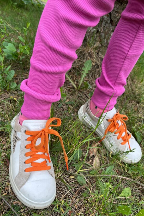 Legginsy dziecięce prążkowane Basic Natural - Różowe