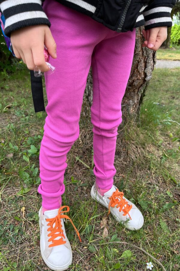 Legginsy dziecięce prążkowane Basic Natural - Różowe - obrazek 2