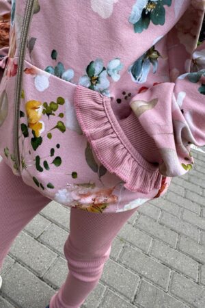 Komplet bluza rozpinana i legginsy dla dziewczynki - kwiaty i róż